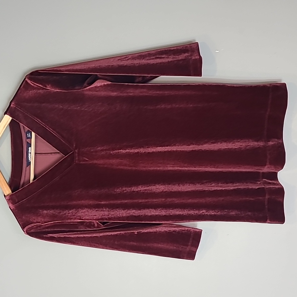 NWT Lands End Burgundy Velvet Tunic Top Size Small Holiday Fairy Grunge
